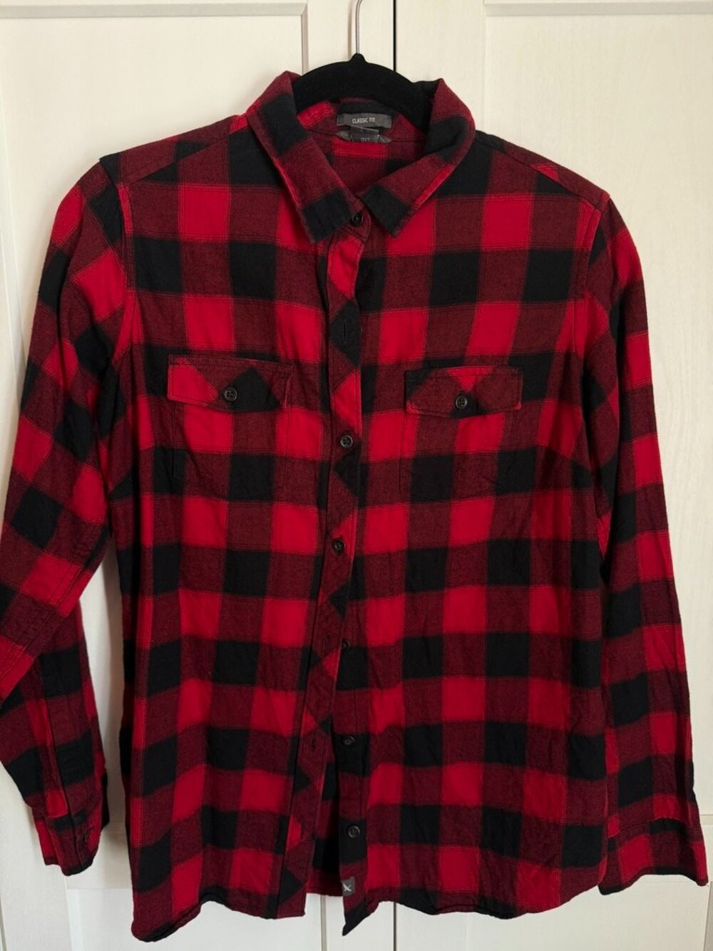 Eddie Bauer Buffalo Plaid Flannel Shirt Red Black Classic Fit Women's M